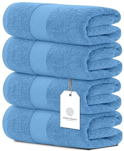 White Classic Luxury Cotton Bath Towels Large -, Highly Absorbent Hotel  spa Collection Bathroom Towel