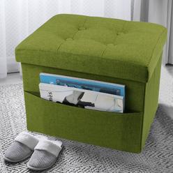 LINMAGCO Storage Ottoman Folding Foot Stool Ottoman Foot Rest with Side Pocket Modern Ottoman with Storage Short Sofa Stool Line