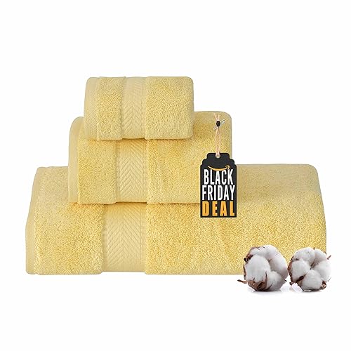 TEXTILOM 100% Turkish Cotton 3 Pcs Bath Towel Set, Luxury Bath Towels for Bathroom, Soft & Absorbent Bathroom Towels Set (1 Bath