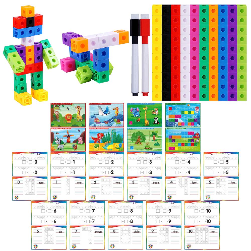 SpriteGru Math Linking Cubes, 100 Math Cube Manipulatives with 30 ...