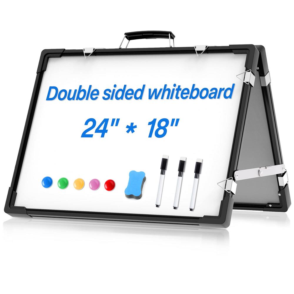 AmazeFan Whiteboard Dry Erase Boards, Portable White Board Double Sided Magnetic Board Stand,Foldable Hanging Wall Desktop Boards Easel f