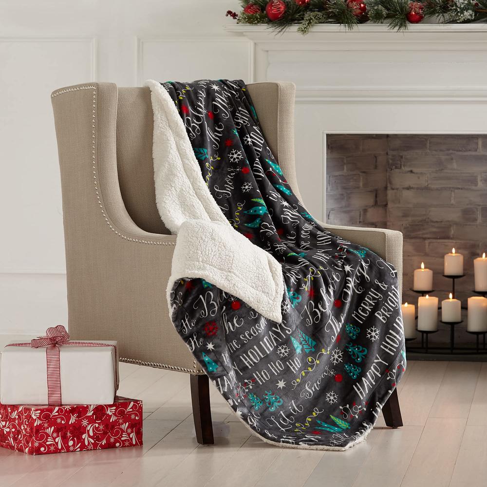 Great Bay Home Soft Velvet Plush and Sherpa Fleece 50" x 60" Holiday Throw Blanket | Christmas Throw for Sofa and Bed | Cozy & W
