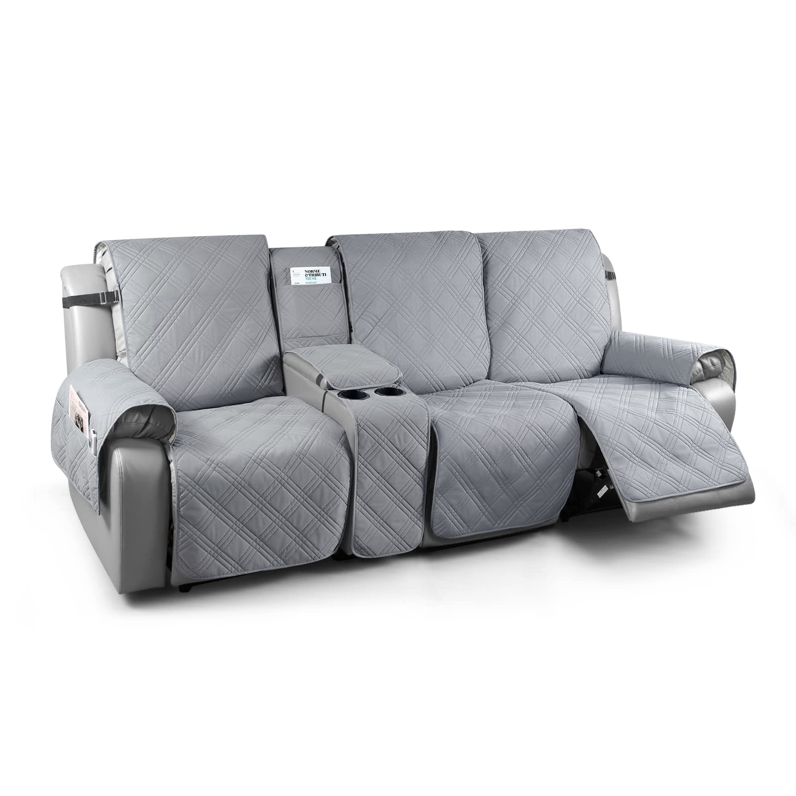 TAOcOcO 100% Waterproof Recliner couch covers with console, Sofa covers for Reclining Sofa 3 Seat with Straps Design, Split Recl