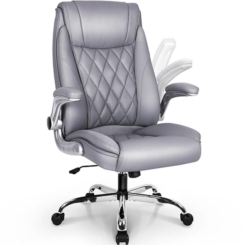 NEO CHAIR Office Chair Computer High Back Adjustable Flip-up Armrests Ergonomic Desk Chair Executive Diamond-Stitched PU Leather