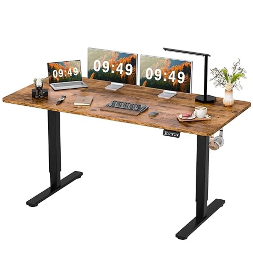 Furmax Electric Height Adjustable Standing Desk Large 63 x 24 Inches Sit Stand Up Desk Home Office Computer Desk Memory Preset w