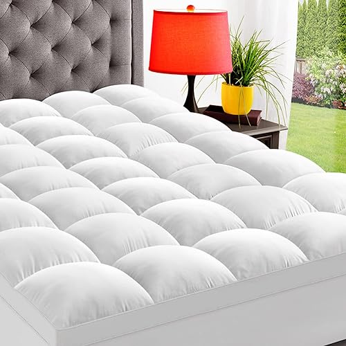 ELEMUSE Full Mattress Topper for Back Pain, Extra Thick Mattress pad Cover, Plush Soft Pillowtop with Elastic Deep Pocket, Overf