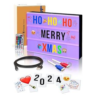 tricase FM-LB01 Cinema Light Box with Letters - Marquee Color Changing  Light Box sign with 386 Black & Color Letters & Emoji & 2 markers- Premiu