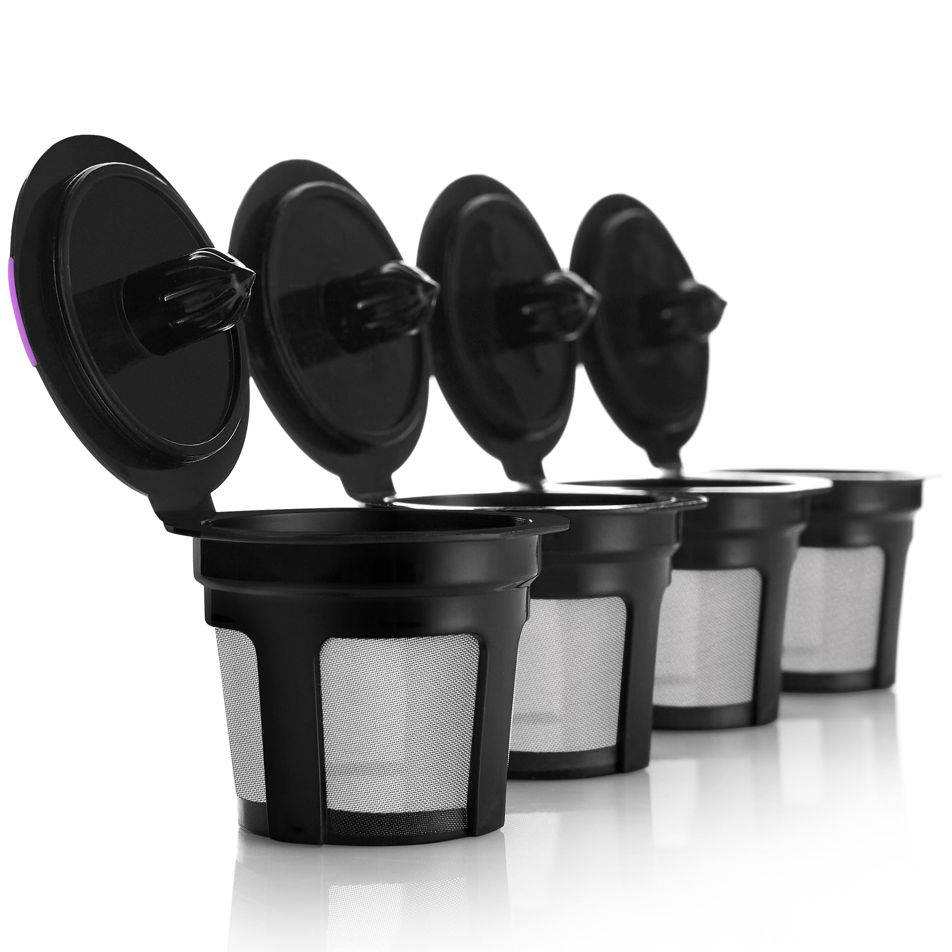 GoodCups 4 Reusable K Cups for Keurig K-Classic, K-Elite, K-Select, K-Cafe, K-Compact, K200, K300, K400, K500, Universal Fit Black Refill