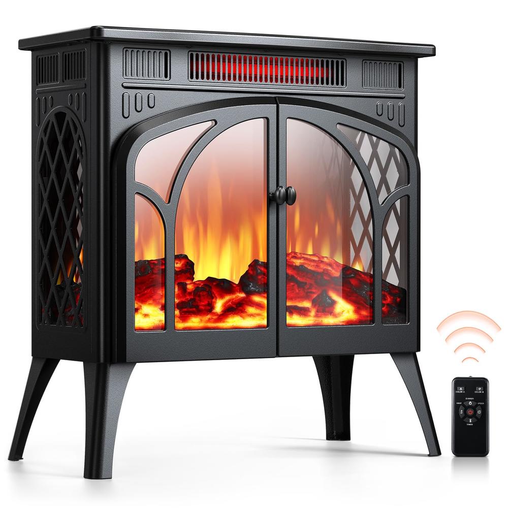 Rintuf Electric Fireplace Heater, 1500W Infrared Fireplace Stove with 3D Flame Effect, 5100BTU Electric Fireplace with Remote Co