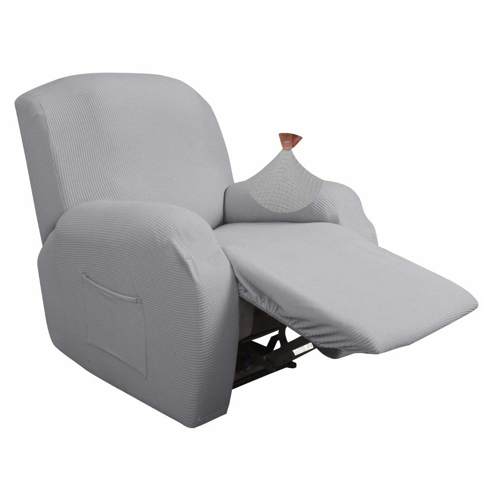 JIVINER Super Stretch Recliner Chair Covers 4 Pieces Sofa Slipcover for Recliner Chair Spandex Soft Recliner Slipcover with Pock