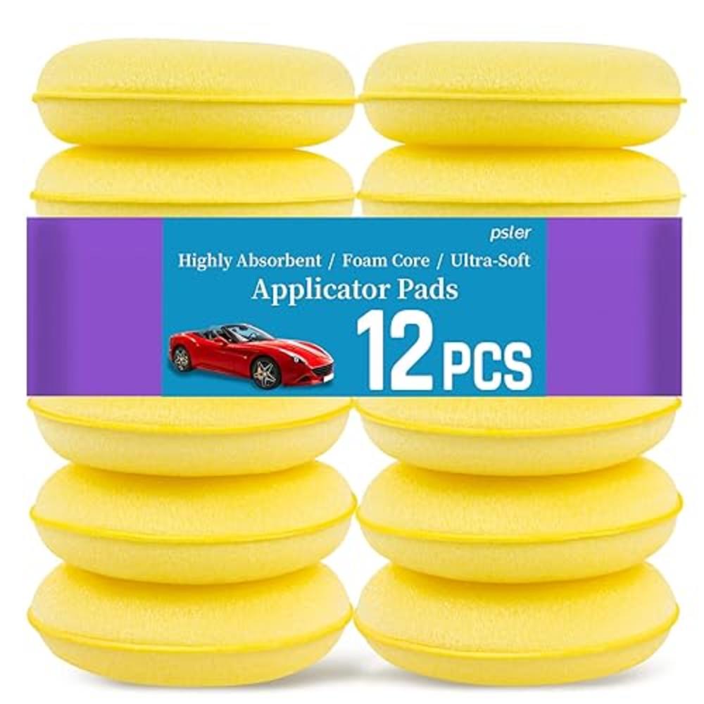 PSLER Foam Applicator Pads - Foam car Wax Applicator Pad Detailing Round 4 inch Polishing Sponges for car Wax Applicator Pad 12 