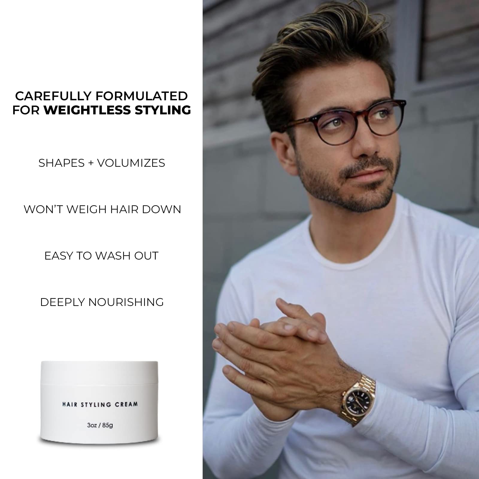 Alex Costa Hair Styling cream for Men by Forte Series  Medium Hold Light cream for Hair  Volumizing & Thickening Hair cream for Men  Water 