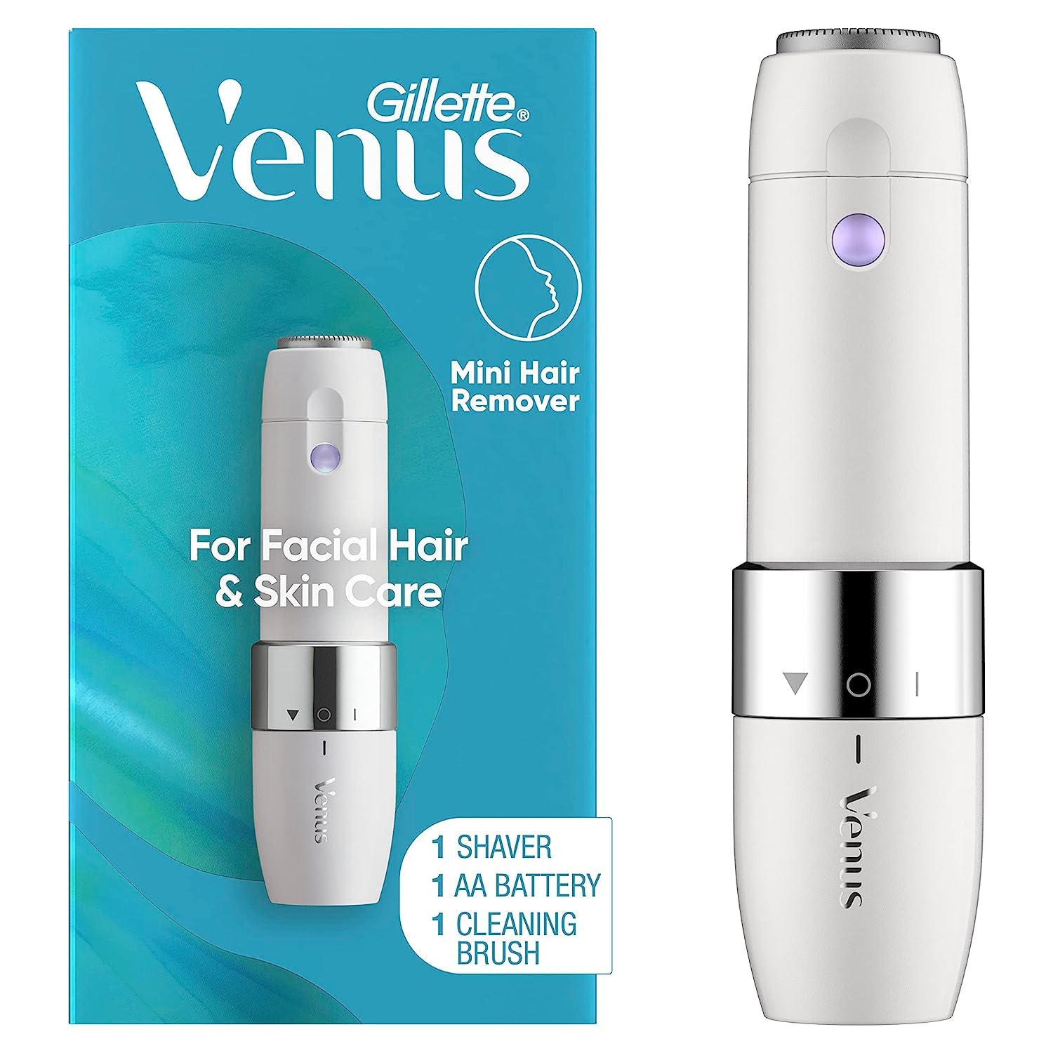 gillette Venus Mini Facial Hair Remover for Women Face, Portable Electric ShaverRazor, Face Hair Removal for Women, Dermaplaning