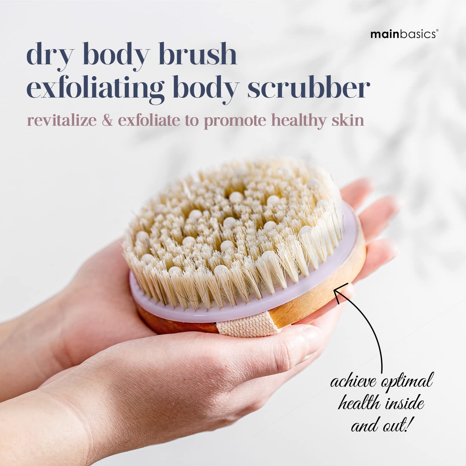 MainBasics Dry Brush  Dry Brushing Body Brush for Lymphatic Drainage, Dry Skin, cellulite, Blood circulation with Massage Nodes 