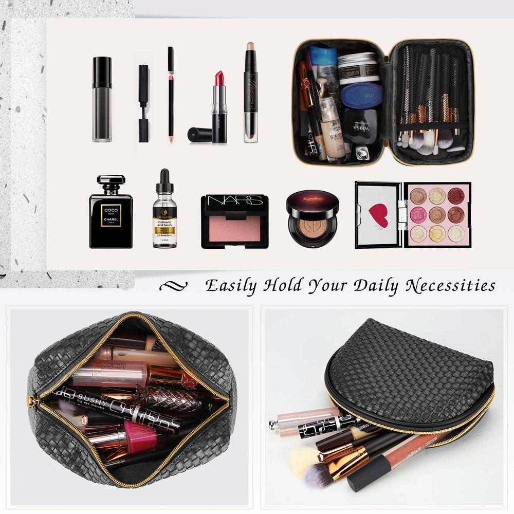 KTMOUW Makeup Bag 3 Pcs Waterproof cosmetic Bag Set Portable Travel Multifunction Storage Organizer, Weave Toiletry Bag for Wome