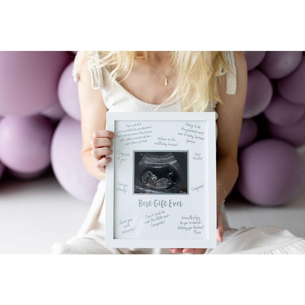 Tiny Ideas Sonogram Signature Frame guest Book, Ultrasound Picture Keepsake, gender Neutral Baby Shower Party Decor, gift For Ex