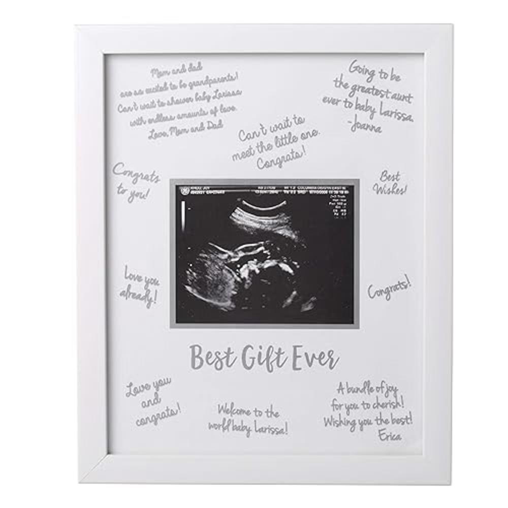 Tiny Ideas Sonogram Signature Frame guest Book, Ultrasound Picture Keepsake, gender Neutral Baby Shower Party Decor, gift For Ex
