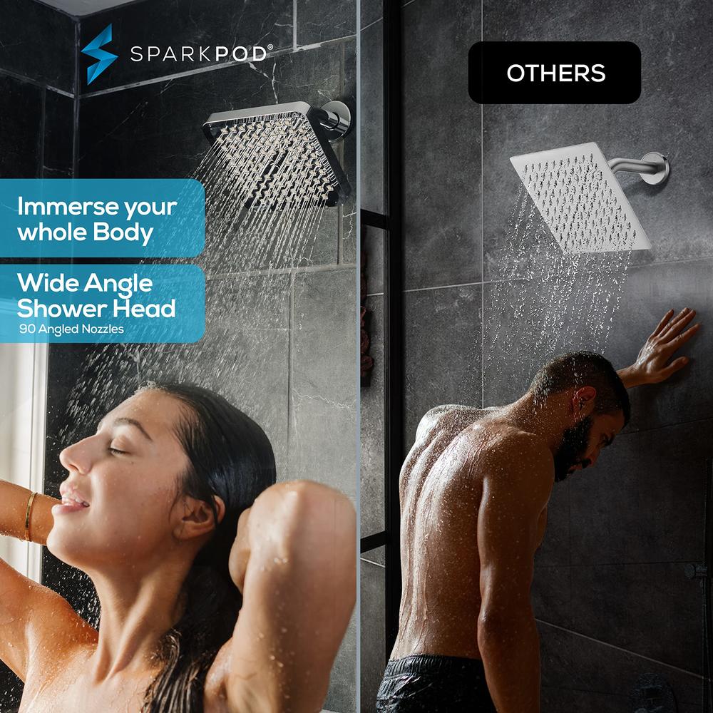 SparkPod Shower Head - High Pressure Rain - Premium Quality Luxury Design - 1-Min Install - Easy clean Adjustable Replacement fo