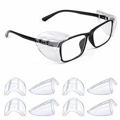 MELASA 4 Pairs Side Shields for Prescription glasses, Safety glasses Side Shields for Eye Protection, Slip on Side Shields for E