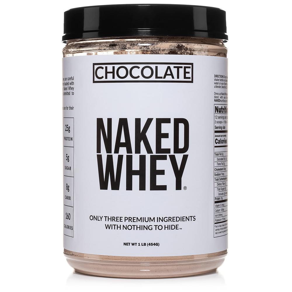 Naked Whey 1LB - All Natural grass Fed Whey Protein Powder, Organic chocolate, and coconut Sugar - No gMO, No Soy, and gluten Fr