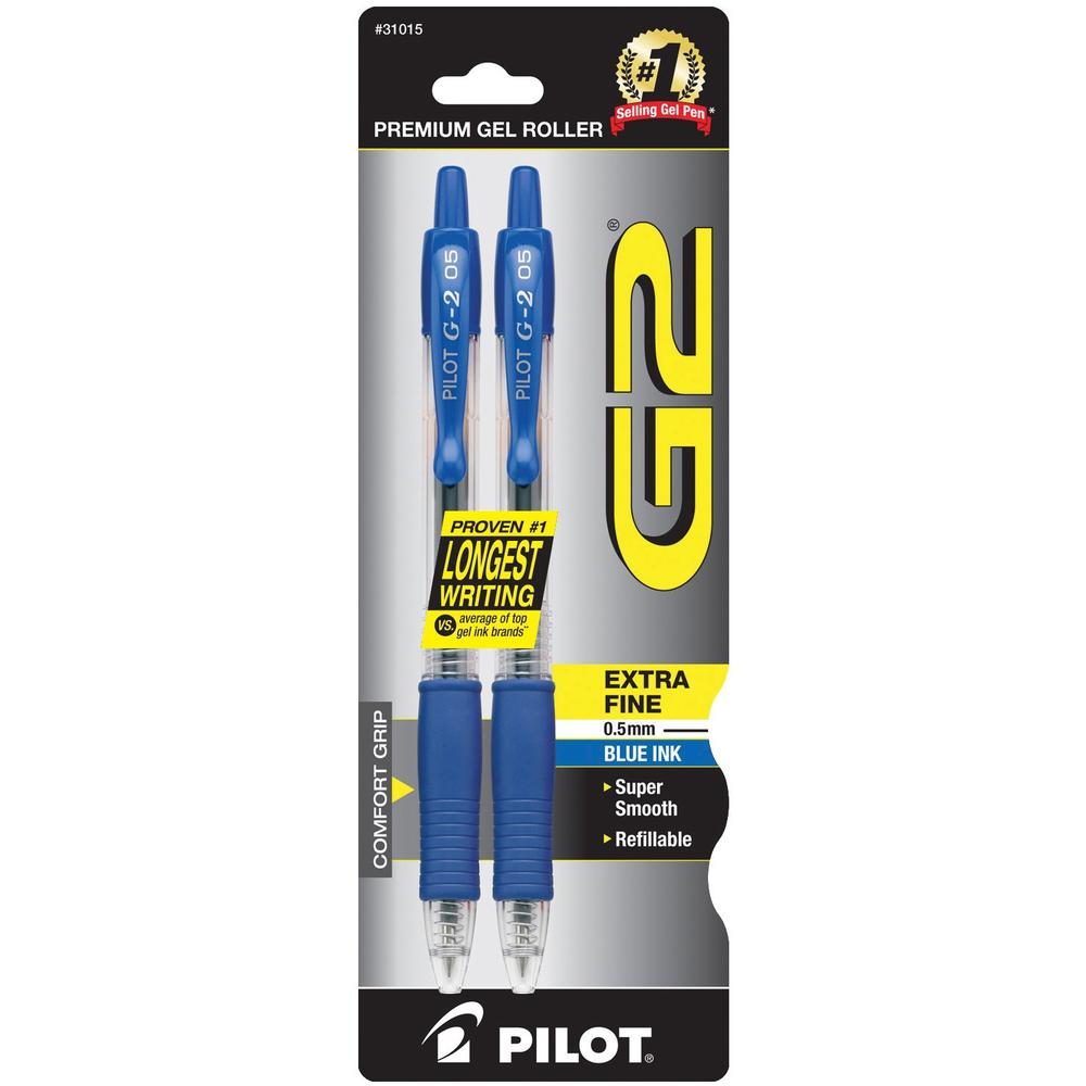 Pilot Automotive Pilot, g2 Premium gel Roller Pens, Extra Fine Point 05 mm, Pack of 2, Blue