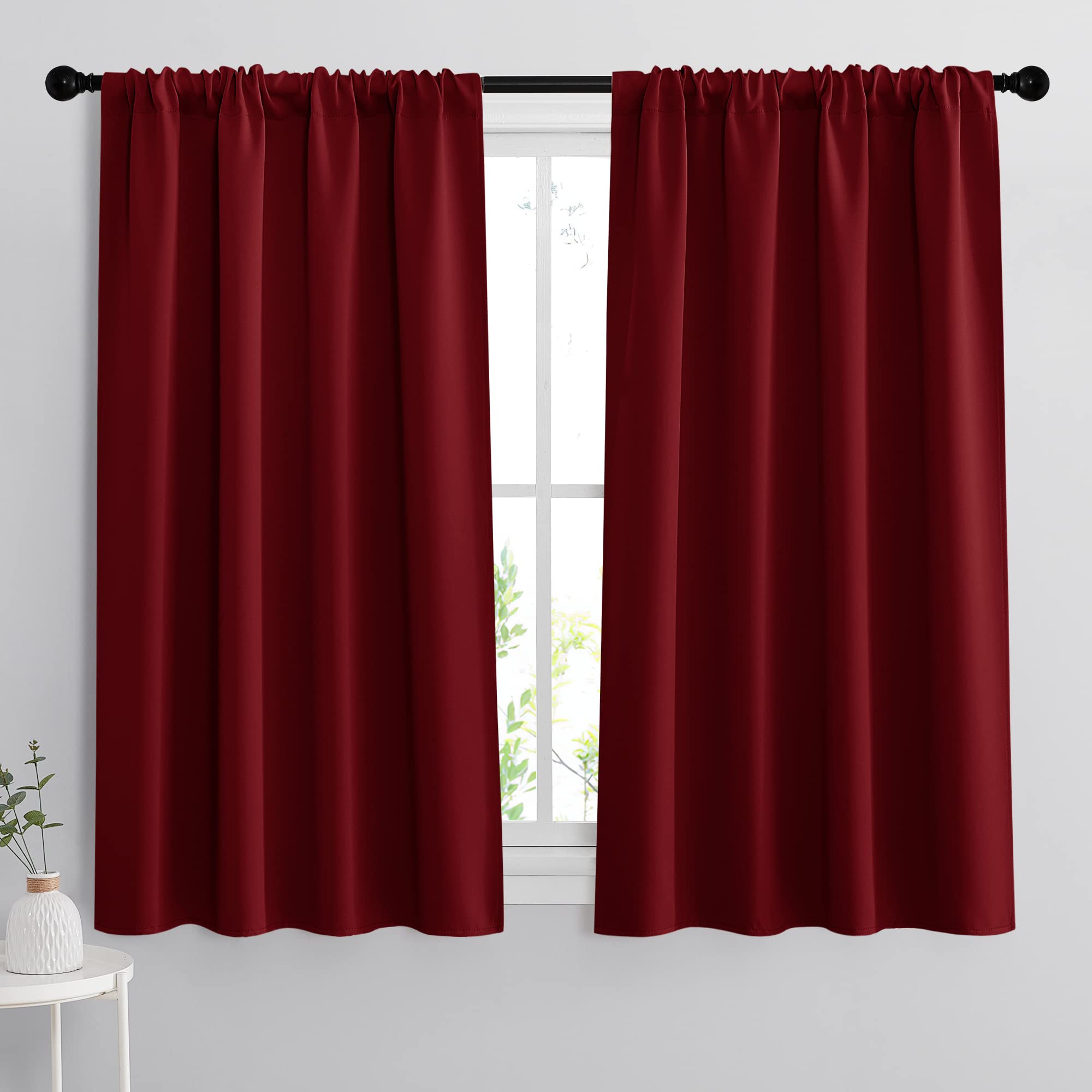 RYB HOME Small Window curtains - Room Darkening Windows coverings Light Block Energy Efficiency Solid Drapes for Bedroom Kitchen