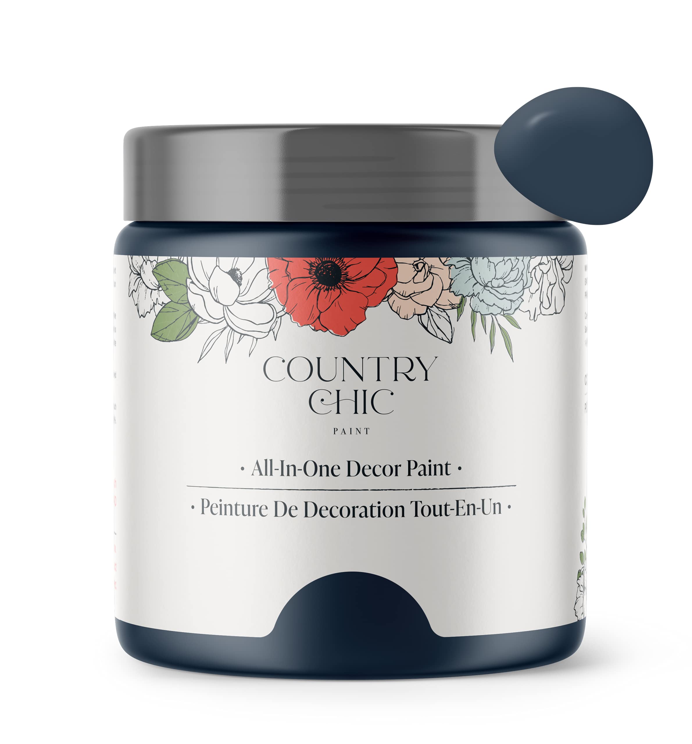 Country Chic Paint chalk Style Paint - for Furniture, Home Decor, crafts - Eco-Friendly - All-in-One - No Wax Needed (Peacoat Navy Blue], Pint (16 