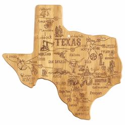 totally bamboo destination texas state shaped serving and cutting board, includes hang tie for wall display