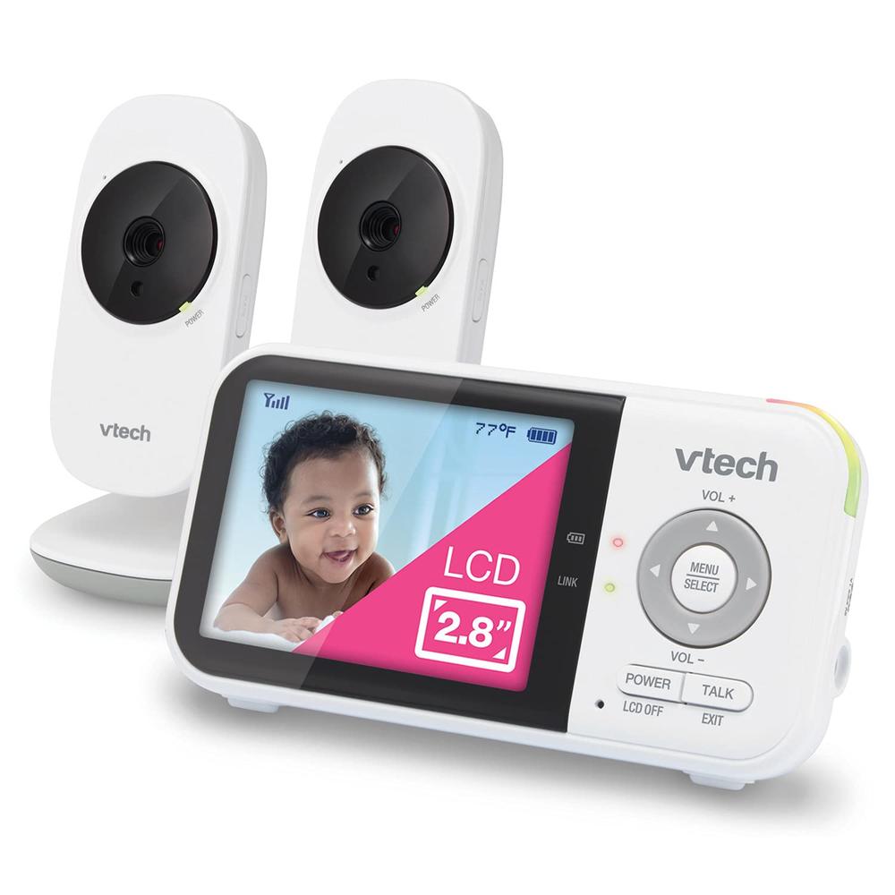 VTech VM819-2 Video Baby Monitor with 19-Hour Battery Life, 2 cameras, 1000ft Long Range, Auto Night Vision, 28A Screen, 2-Way A