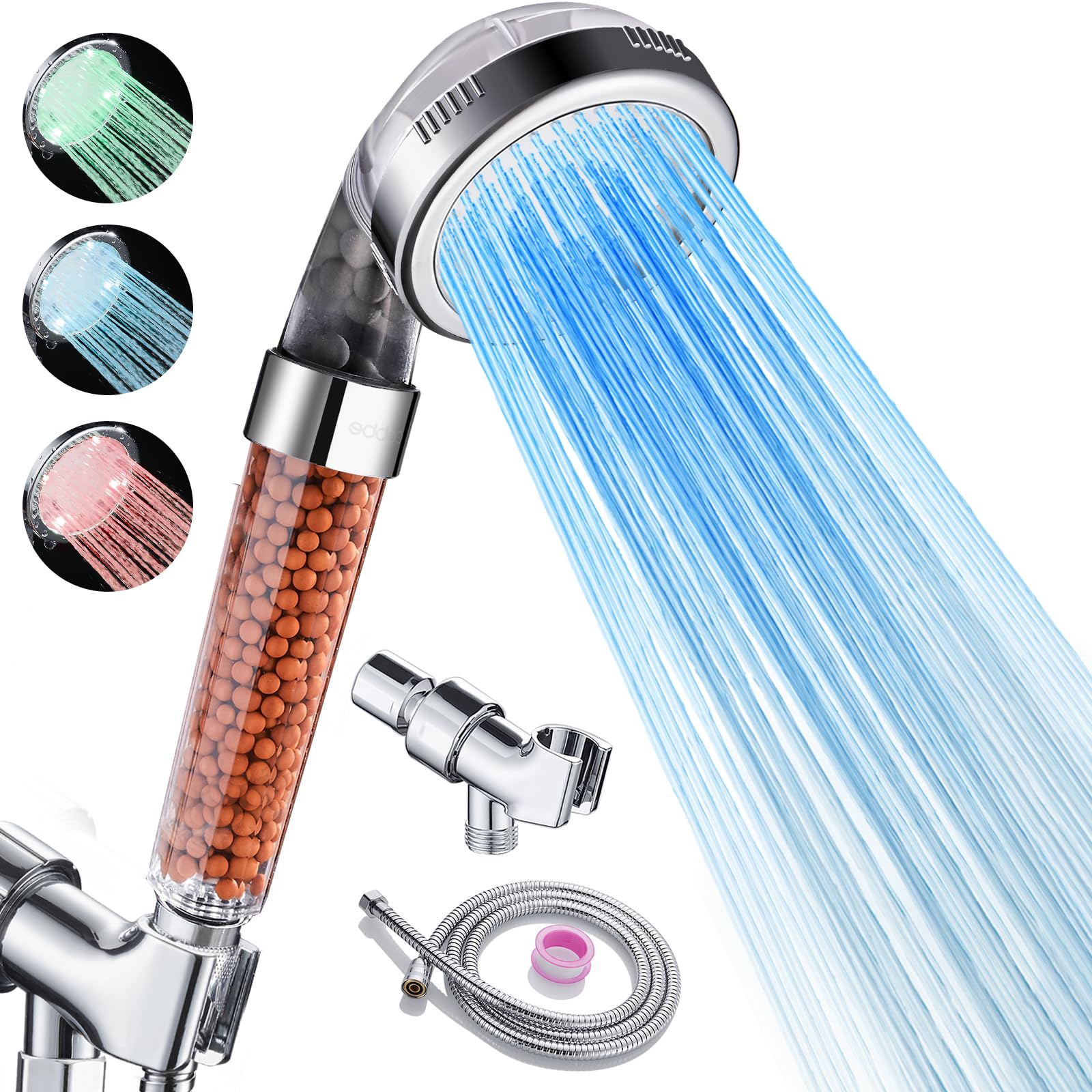 cobbe Filtered LED Shower Head with Handheld, color changing, High Pressure Shower Head with Filter, Water Saving Spray Handheld