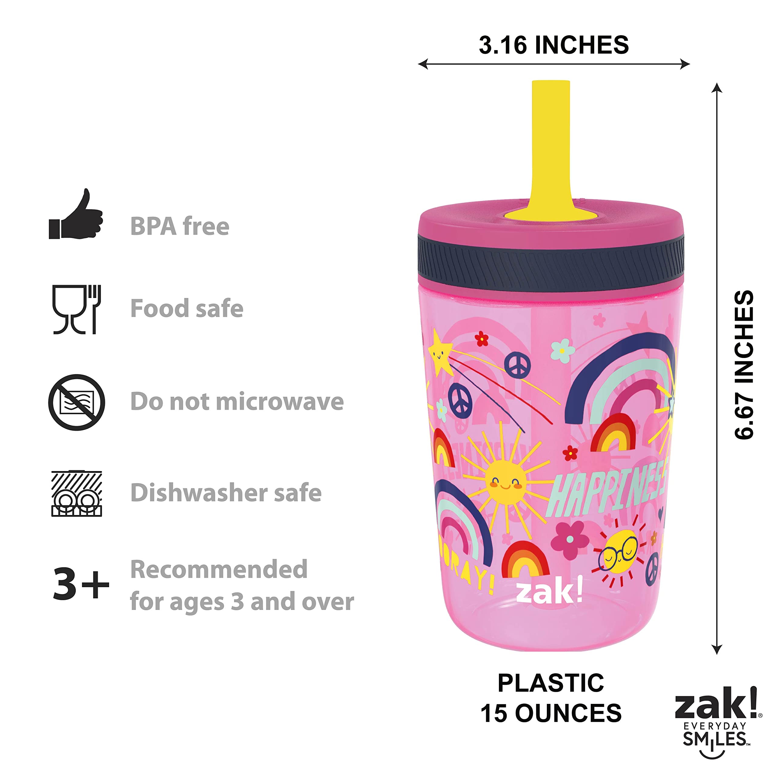 Zak! Designs Starpower Antimicrobial Single Wall Leakproof Straw