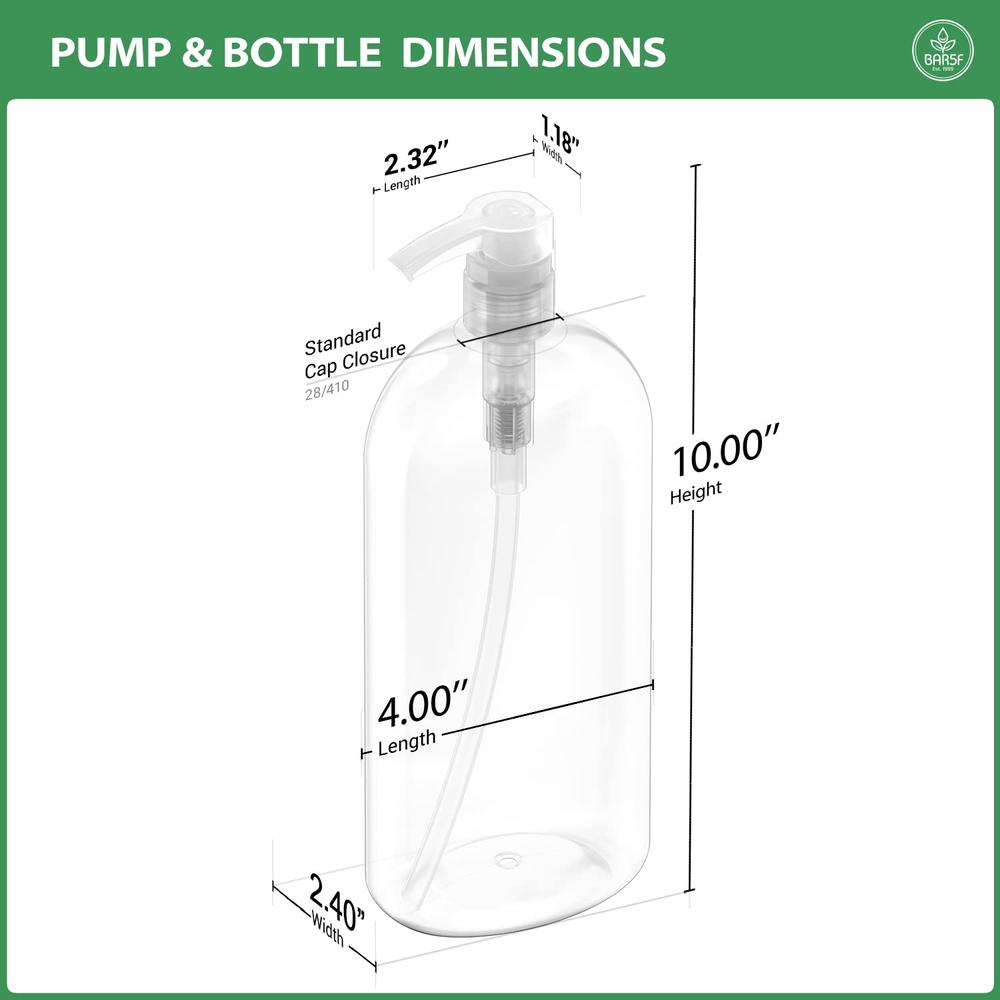 Bar5F Empty Shampoo Bottles with Pumps Dispenser 32 oz (1 Liter) Leak-Proof Large Empty Refillable BPA-Free 2-Pack