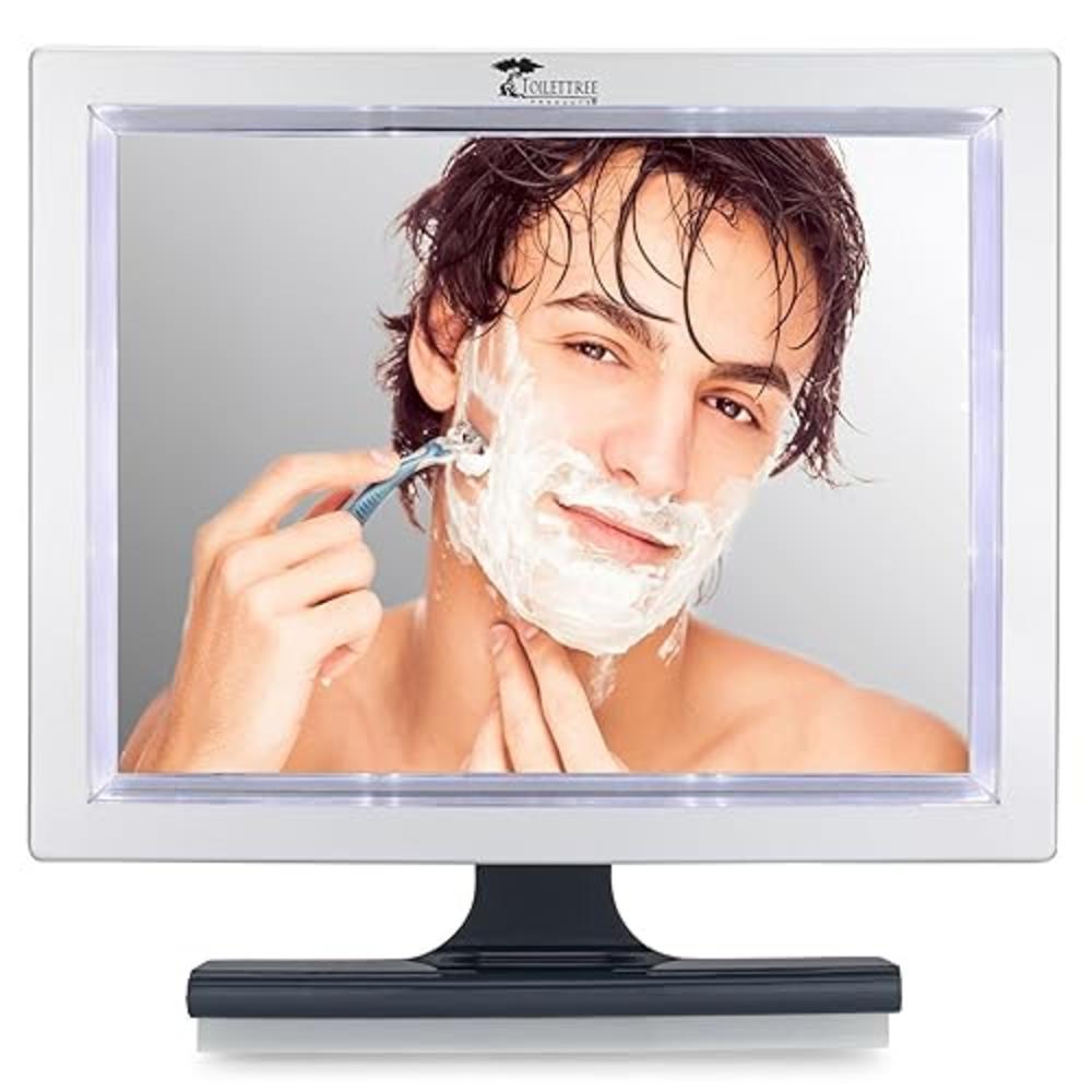 ToiletTree Products Deluxe LED Fogless Shower Mirror with Squeegee Anti-Fog Mirror - Adjustable Shaving Mirror with a Squeegee -