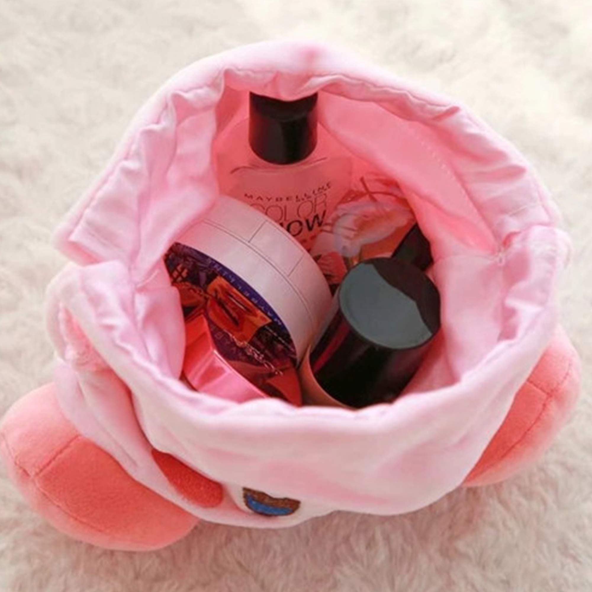Lopbraa Star Plush Pink Drawstring Plushie Kawaii Bag Travel Purse Makeup cosmetic Storage Bags Organizer (Style One)