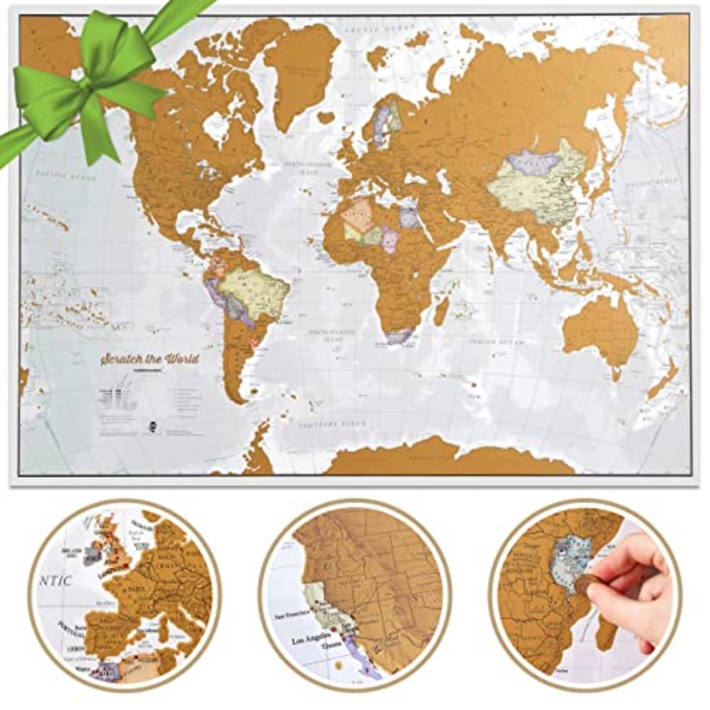 Maps International Scratch The World A Travel Map - Scratch Off World Map Poster - X-Large 23 x 33 - Maps International - 50 Years of Map Making - 