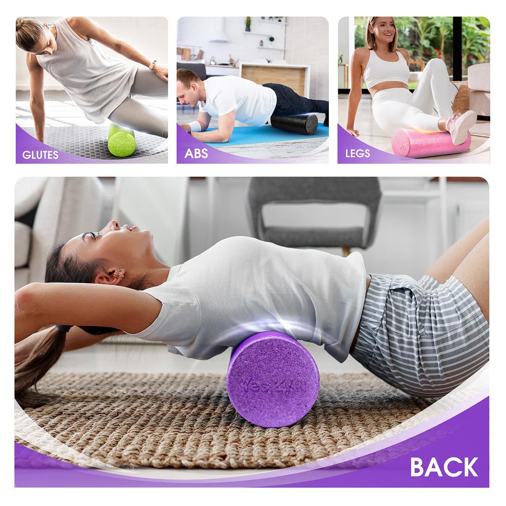 Yes4All High Density Foam Roller for Back, Variety of Sizes & colors for Yoga, Pilates - Purple - 36 inch