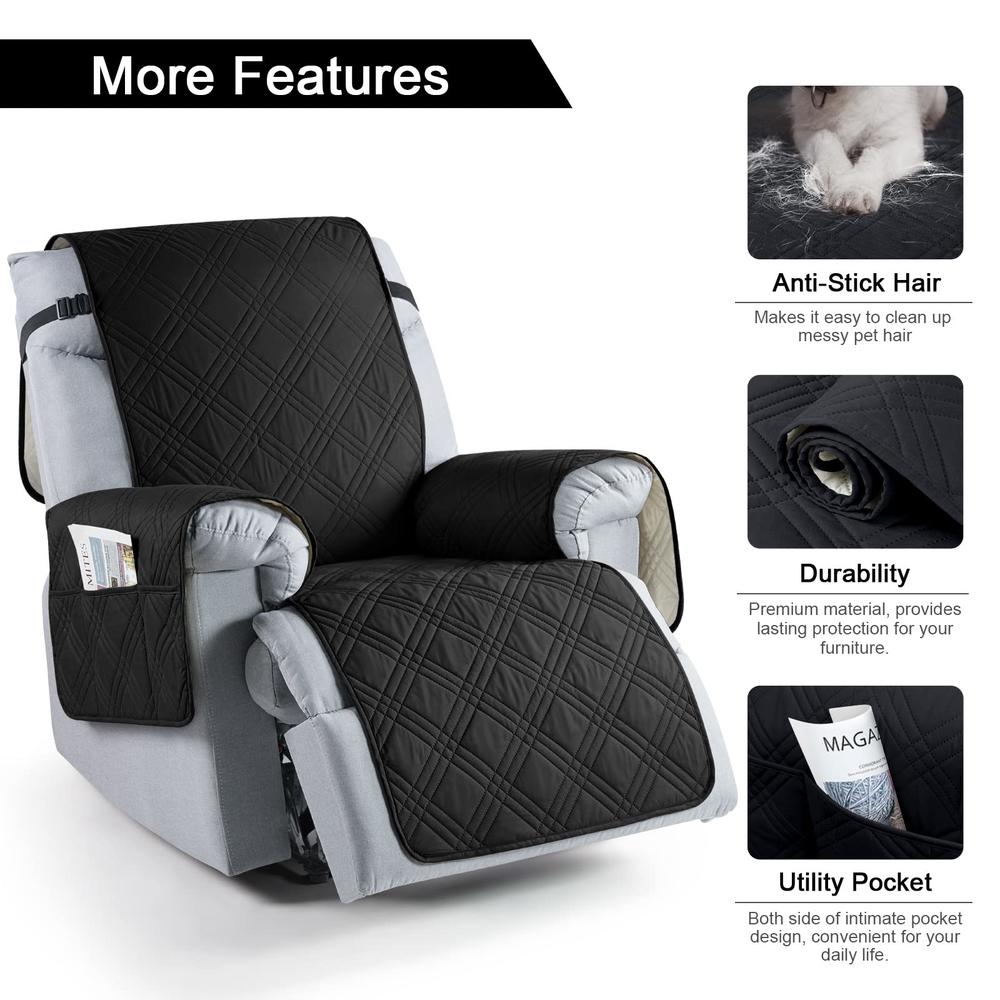 TAOcOcO 100% Waterproof Recliner chair cover, Non Slip Recliner covers for Recliner chair with Pocket, Washable Reclining chair 