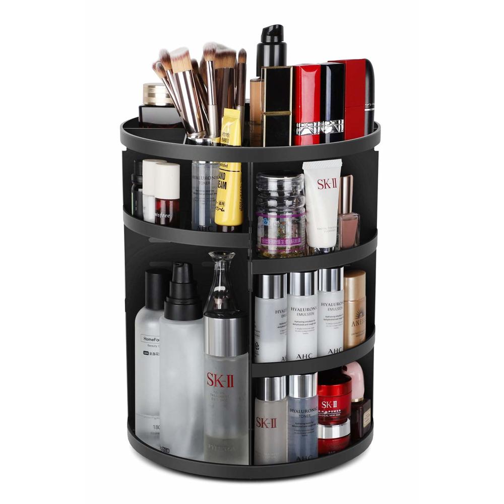 Syntus 360 Rotating Makeup Organizer, Adjustable Bathroom Makeup Spinning Storage Holder, Large capacity carousel cosmetics Disp