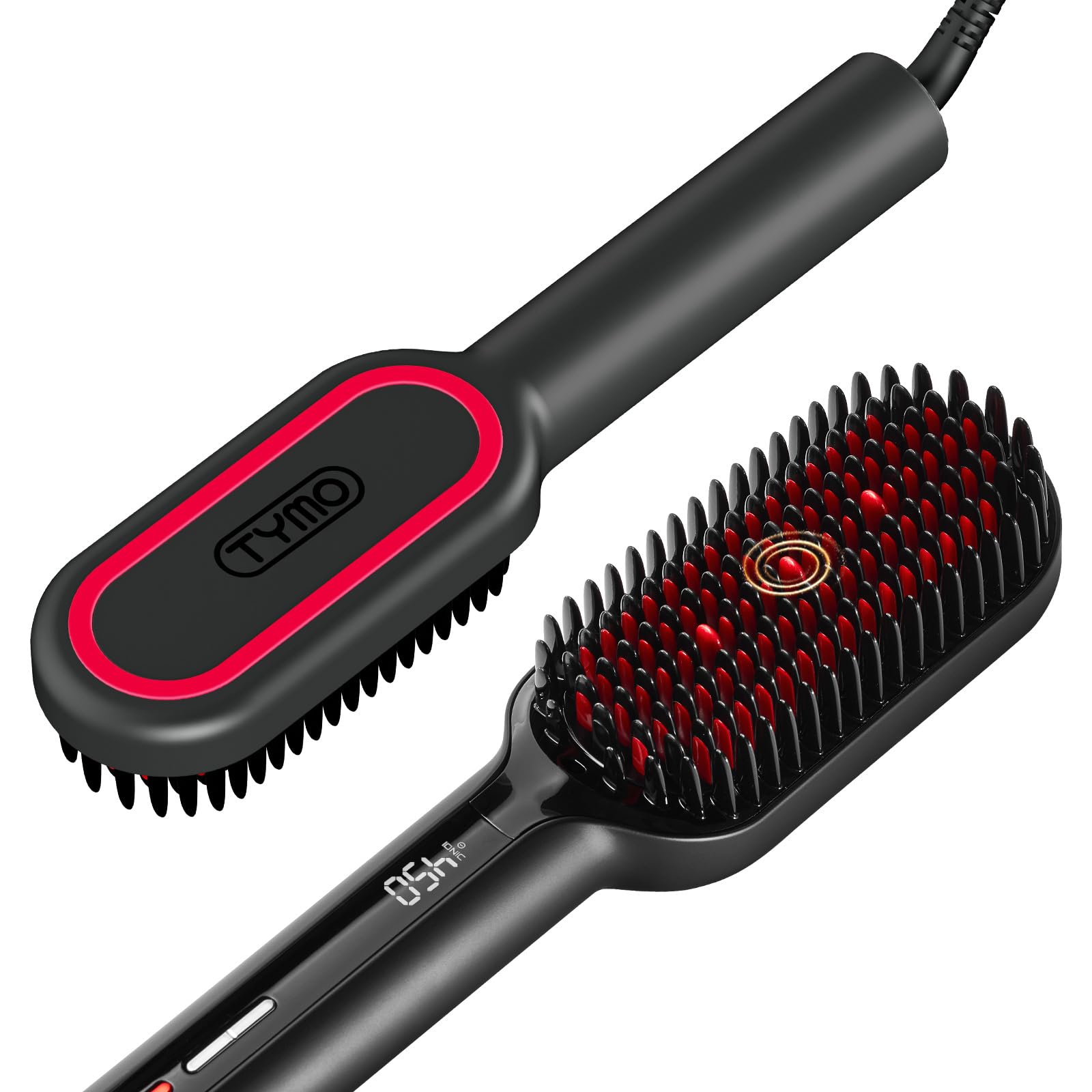 tymo 2023 Upgraded Hair Straightener Brush  TYMO Ionic Plus Straightening Brush with Dense Bristles, 16 Temps, Dual Voltage  Heat Bru
