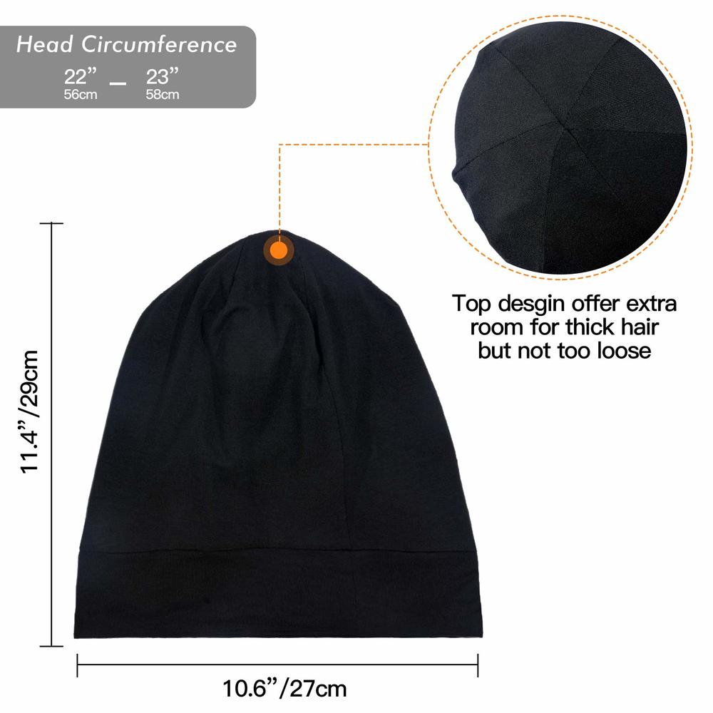 GB Selected Silky Satin Lined Bonnet Sleep cap - Adjustable Stay on All Night Hair Wrap cover Slouchy Beanie for curly Protection Women and 