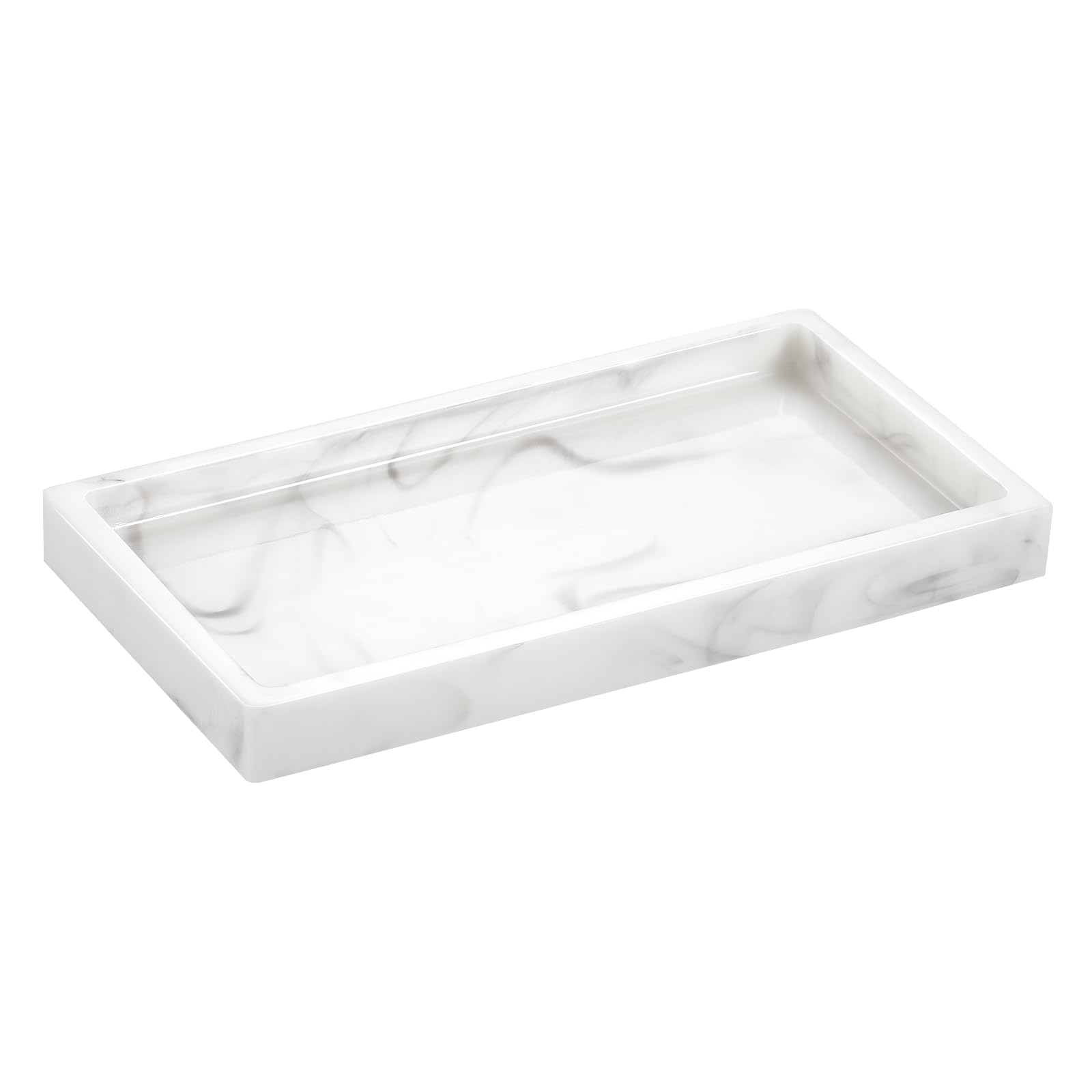 emibele resin vanity tray, mini bathroom countertop tray kitchen tray dresser tray jewelry ring dish holder cosmetic tray for