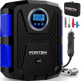 Portable 12V Car Tire Inflator Air Compressor Pump - 150 PSI, 1.5 Gallon Tank, 1/4 HP, With Gauge & LED Lights