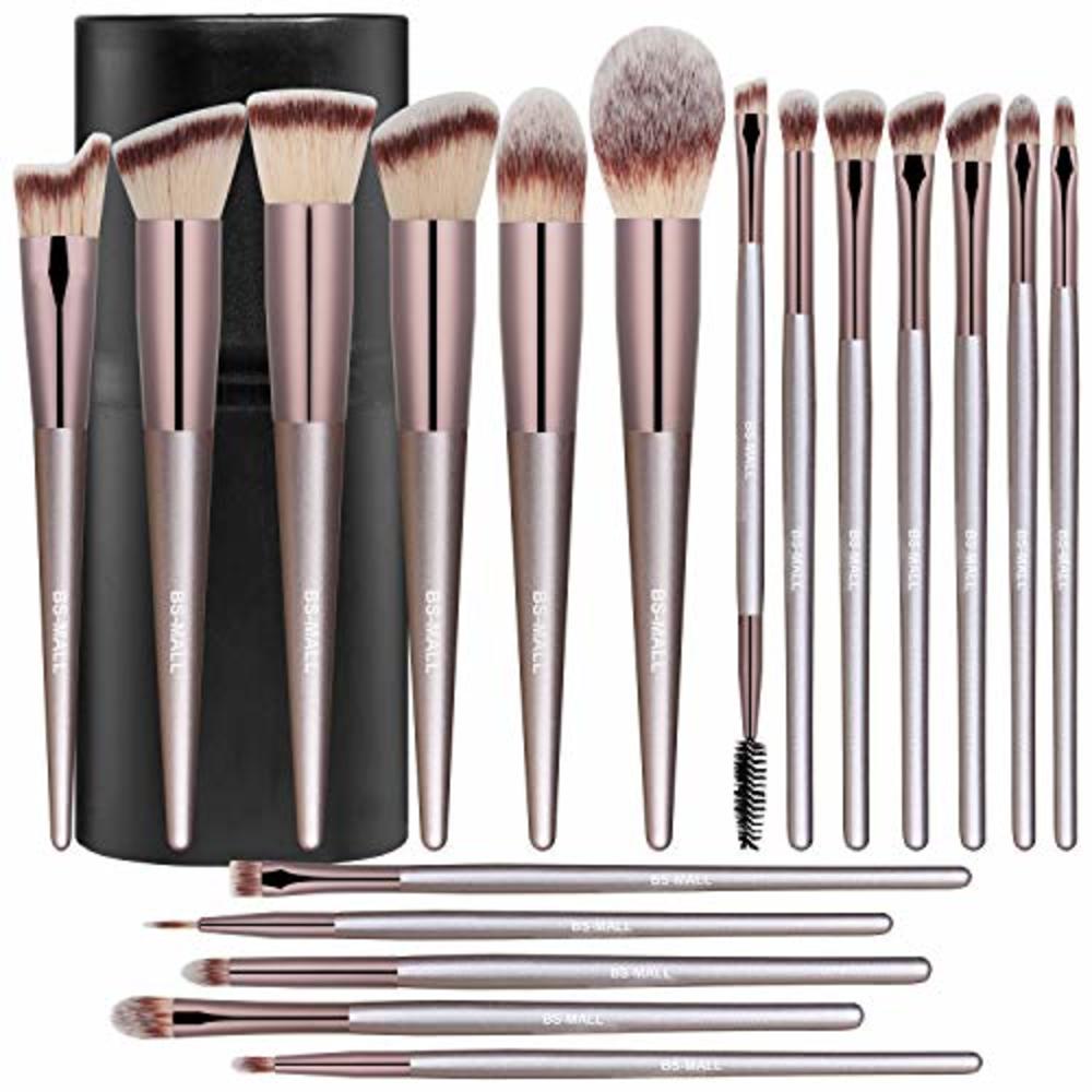 BS-MALL Makeup Brush Set 18 Pcs Premium Synthetic Foundation Powder concealers Eye shadows Blush Makeup Brushes with black case 