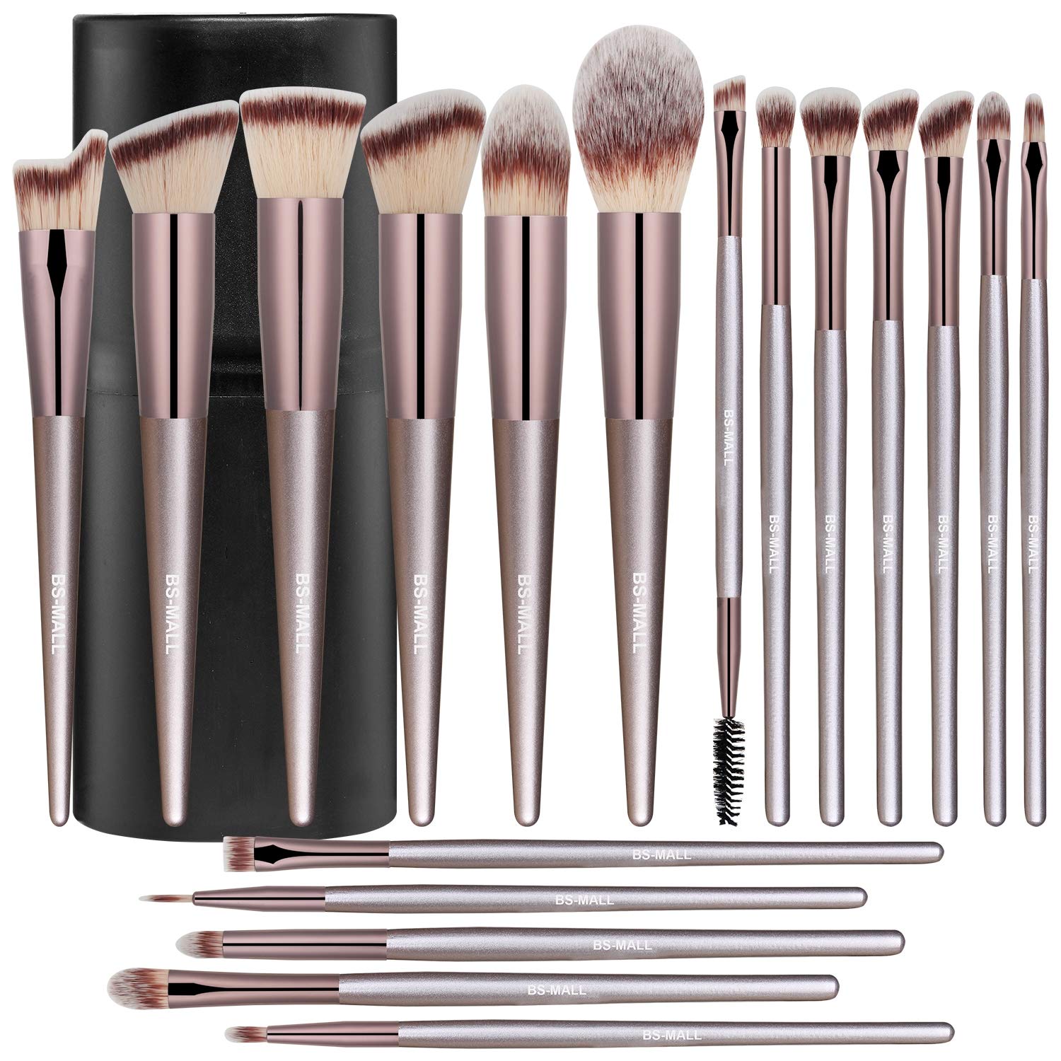 BS-MALL Makeup Brush Set 18 Pcs Premium Synthetic Foundation Powder concealers Eye shadows Blush Makeup Brushes with black case 