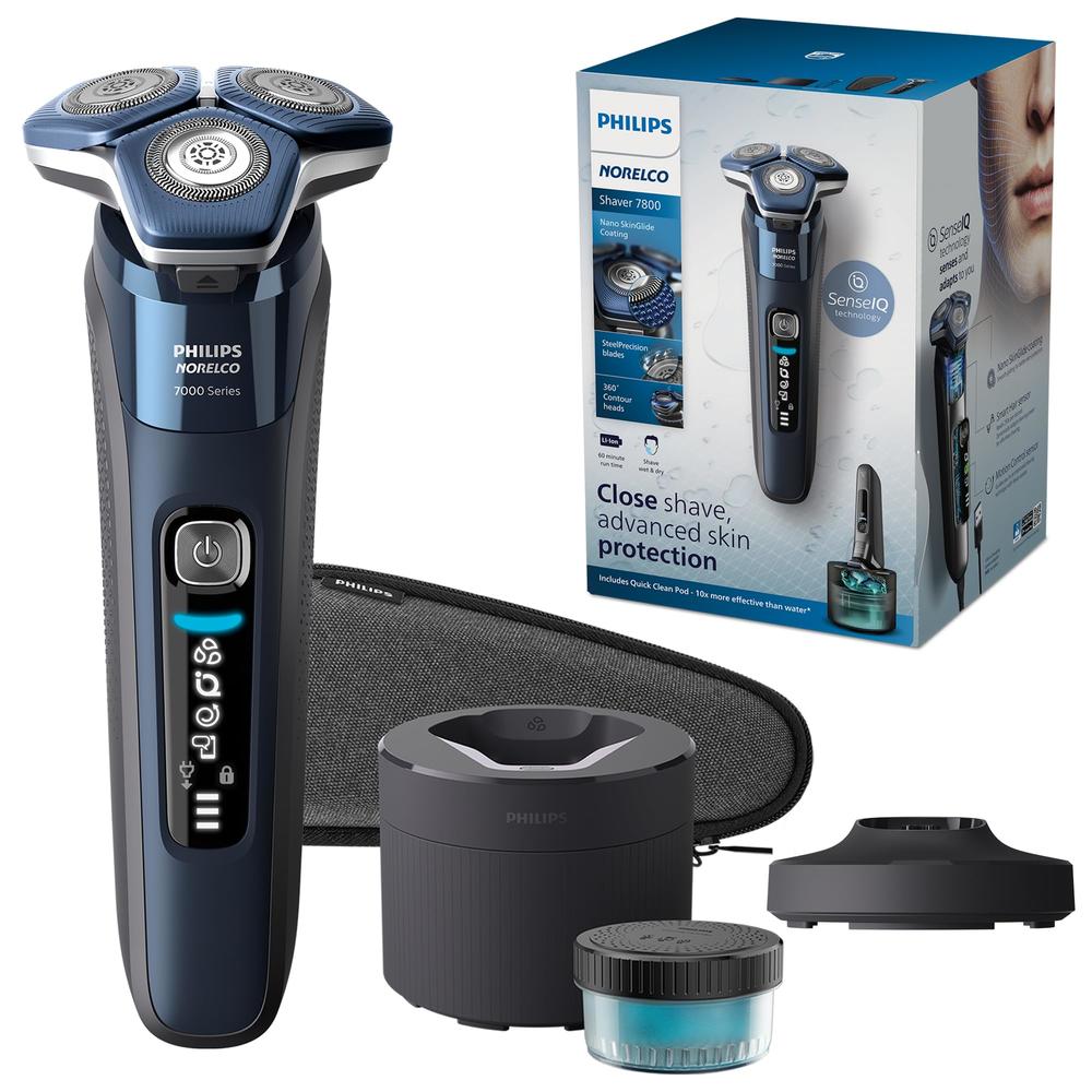 Philips Norelco Shaver 7800, Rechargeable Wet & Dry Electric Shaver with SenseIQ Technology, Quick clean Pod, charging Stand, Tr