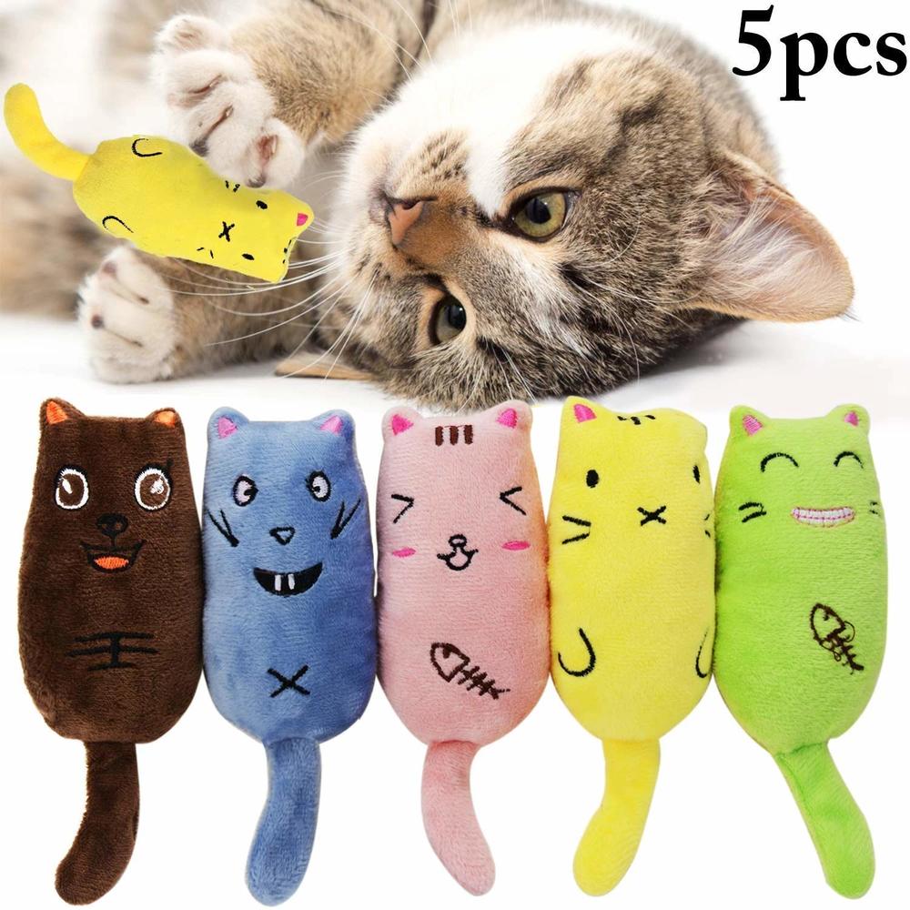 Legendog 5Pcs catnip Toy, cat chew Toy Bite Resistant catnip Toys for cats,catnip Filled cartoon Mice cat Teething chew Toy (Mul