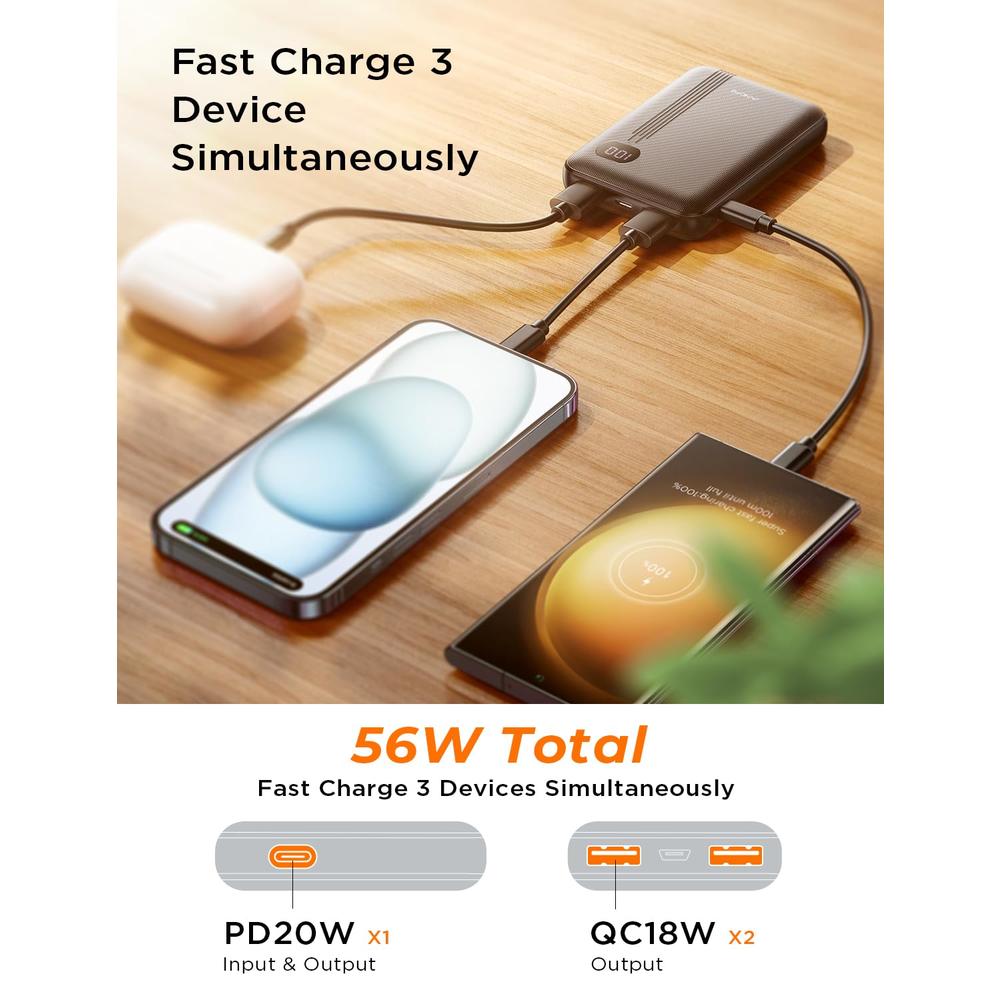 AINOPE Portable charger The Smallest 10000mAh Power Bank USB c Mini Portable charger PD 20W Fast charge Portable Battery charger