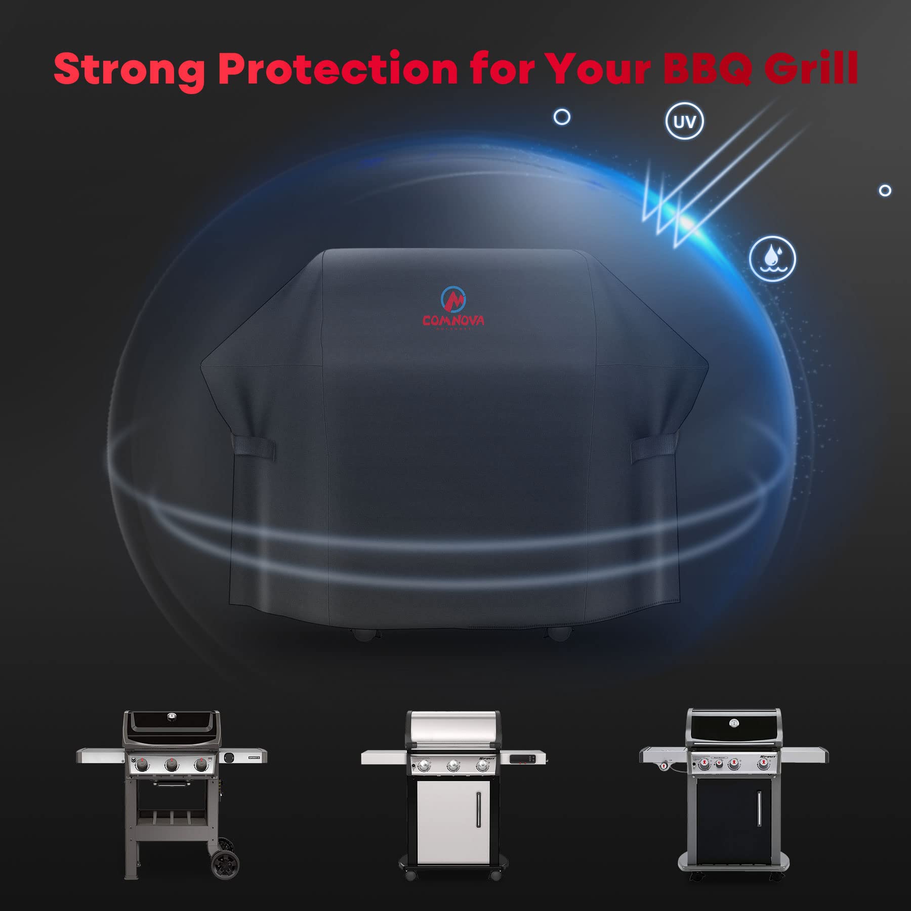 M COMNOVA OUTDOORS comnova grill cover 55 Inch - 600D BBQBarbecue gas cover for Outdoor grill Heavy Duty and Waterproof, Weber, char-Broil, Nexgril