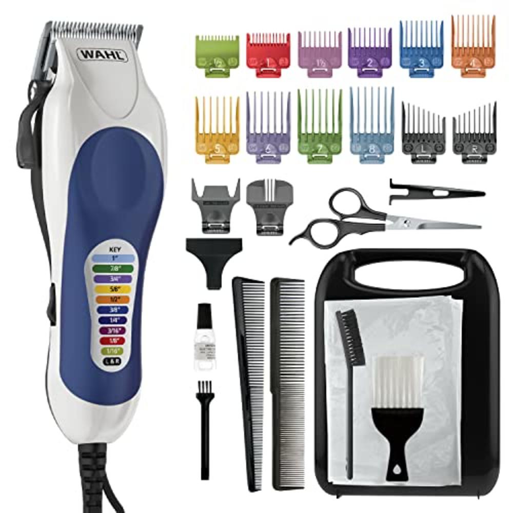 Wahl clipper USA color Pro complete Haircutting Kit with Easy color coded guide combs - corded clipper for Hair clipping & groom