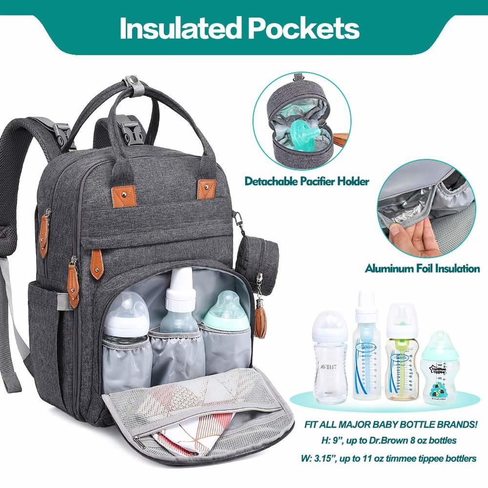 BabbleRoo Diaper Bag Backpack - Multi function Waterproof Diaper Bag, Travel Essentials Baby Tote with changing Pad, Stroller St